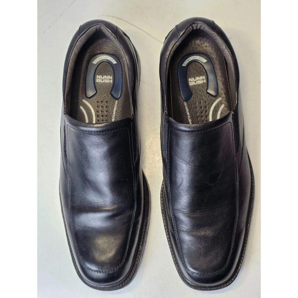 Nunn Bush‎ Men's Dress Shoes Size 13 Black Leather Slip On Comfort Gel Loafers